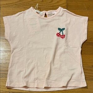 Zara Kids Cherry Embroidered Tee - Light Pink